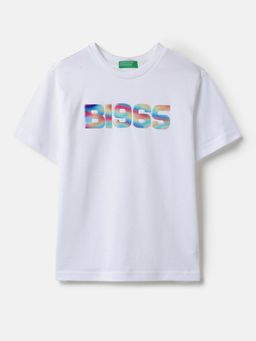 United Colors of Benetton - White Pure Cotton Typography T-Shirt