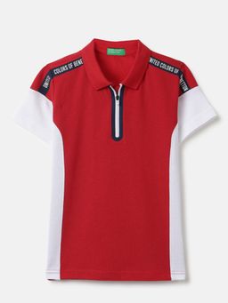 United Colors of Benetton - Red Pure Cotton Solid Polo T-Shirt