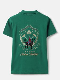 United Colors of Benetton - Green Pure Cotton Embroidered Polo T-Shirt