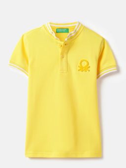 United Colors of Benetton - Yellow Pure Cotton Solid Polo T-Shirt