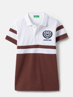 United Colors of Benetton - Brown Pure Cotton Colorblock Polo T-Shirt