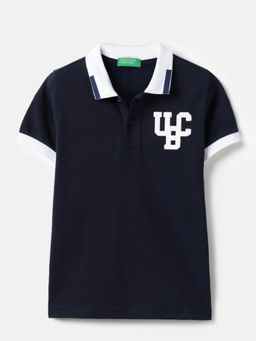 United Colors of Benetton - Black Pure Cotton Solid Polo T-Shirt