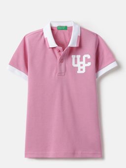 United Colors of Benetton - Pink Pure Cotton Solid Polo T-Shirt