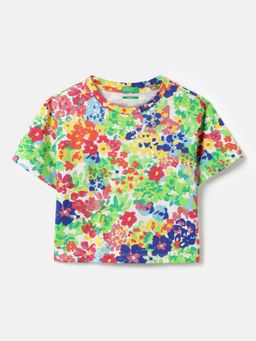 United Colors of Benetton - Multi-Color Pure Cotton Floral T-Shirt