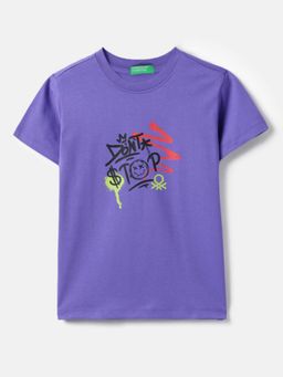 United Colors of Benetton - Blue Cotton Blend Graphic T-Shirt