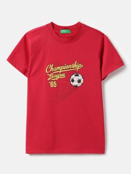 United Colors of Benetton - Red Cotton Blend Graphic T-Shirt
