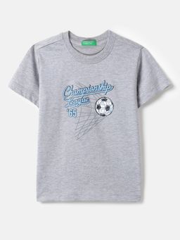 United Colors of Benetton - Grey Cotton Blend Graphic T-Shirt