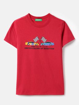 United Colors of Benetton - Red Cotton Blend Graphic T-Shirt