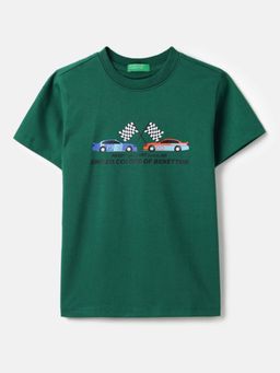 United Colors of Benetton - Green Cotton Blend Graphic T-Shirt