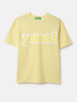 United Colors of Benetton - Yellow Pure Cotton Printed T-Shirt