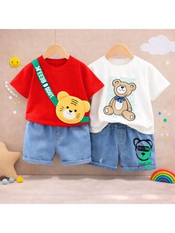 Googo Gaaga - Multi-Color Cotton Printed T-Shirt With Shorts