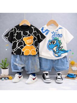 Googo Gaaga - Multi-Color Cotton Printed T-Shirt With Shorts