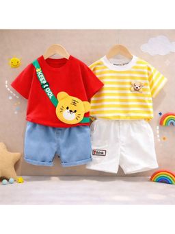Googo Gaaga - Multi-Color Cotton Printed T-Shirt With Shorts