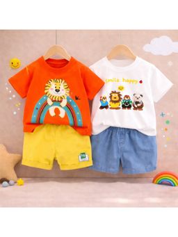 Googo Gaaga - Multi-Color Cotton Printed T-Shirt With Shorts