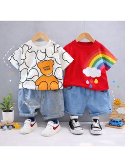 Googo Gaaga - Multi-Color Cotton Printed T-Shirt With Shorts