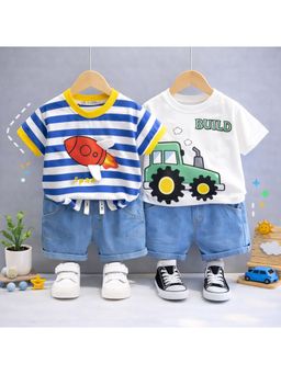 Googo Gaaga - Multi-Color Cotton Printed T-Shirt With Shorts