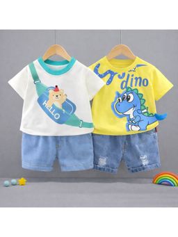 Googo Gaaga - Multi-Color Cotton Printed T-Shirt With Shorts
