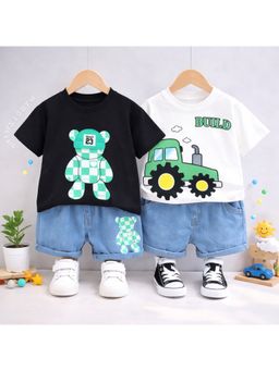 Googo Gaaga - Multi-Color Cotton Printed T-Shirt With Shorts