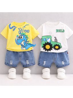 Googo Gaaga - Multi-Color Cotton Printed T-Shirt With Shorts