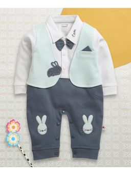 Bumzee - Blue Cotton Solid Romper