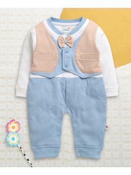 Bumzee - Blue Cotton Solid Romper