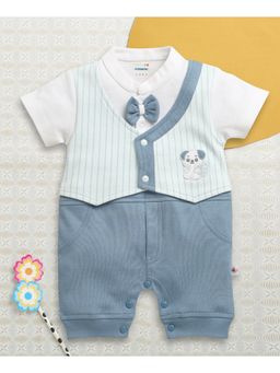 Bumzee - Blue Cotton Solid Romper