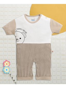 Bumzee - Brown Cotton Stripes Romper