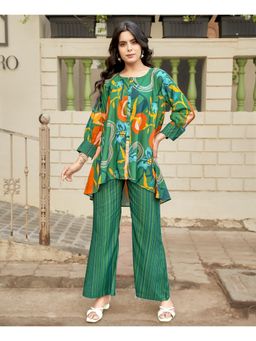 MOJILAA - Women Rayon Printed Multi-Color Co-Ord (Set of 2)