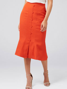 Forever New - Naomi Button Front Linen Blend Skirt