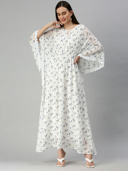 SHOWOFF - Women Floral White Kaftan Dress