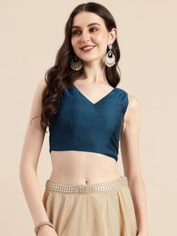 Ethnovog - Ready To Wear Blue Chanderi Silk Blouse