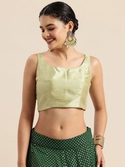 Ethnovog - Ready To Wear Pista Green Dupion Silk Sleeveless Blouse