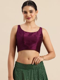 Ethnovog - Ready To Wear Dark Purple Taffeta Sleeveless Blouse