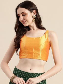 Ethnovog - Ready To Wear Golden Yellow Taffeta Sleeveless Blouse