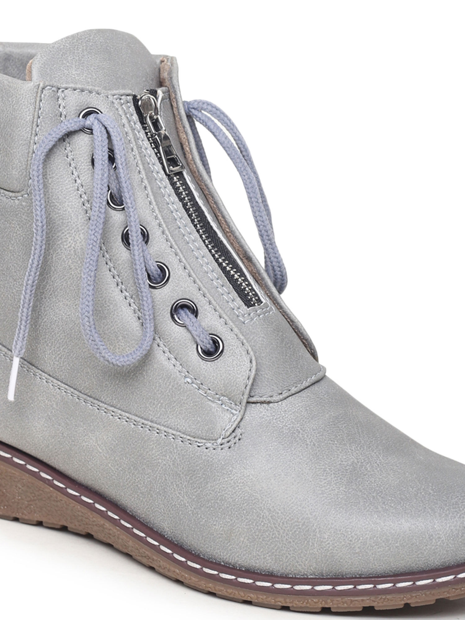 Buy VALIOSAA Solid Grey Casual Boots 