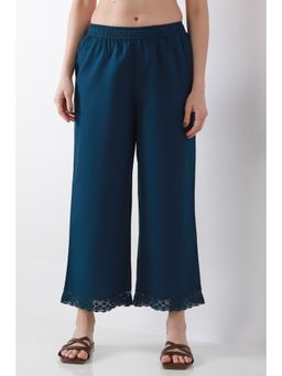 Biba - Women Teal Cotton Straight Palazzos