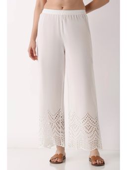 Biba - Women White Cotton Straight Palazzos