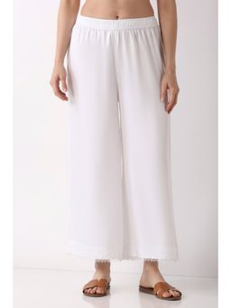 Biba - Women White Viscose Rayon Flared Palazzos