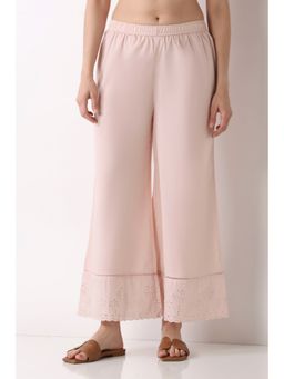 Biba - Women Light Pink Cotton Flared Palazzos