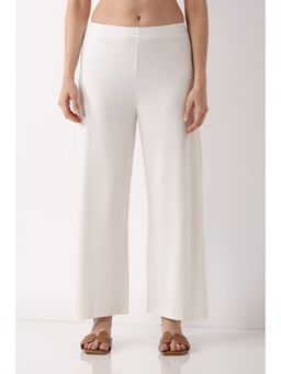 Biba - Women Off White Viscose Lycra Relaxed Palazzos