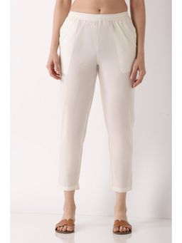 Biba - Women Off White Cotton Slim Pant