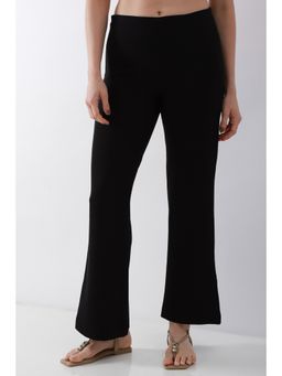 Biba - Women Black Rayon Spandex Flared Pant