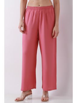 Biba - Women Light Pink Solid Straight Palazzos