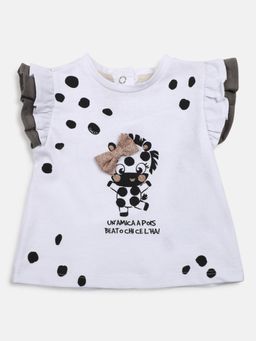 Chicco - Girls White Printed Short Sleeve Top