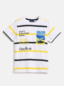Chicco - Boys White Striped Short Sleeve T-Shirt