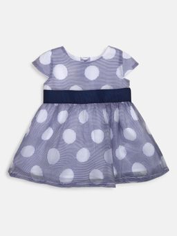 Chicco - Girls White & Blue Printed Short Sleeve Dress