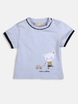Chicco - Boys Light Blue Embroidered Short Sleeve T-Shirt