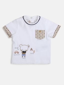 Chicco - Boys White Printed Short Sleeve T-Shirt