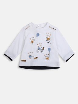 Chicco - Boys White Printed Long Sleeve T-Shirt