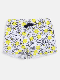 Chicco - Girls White & Yellow Printed Shorts